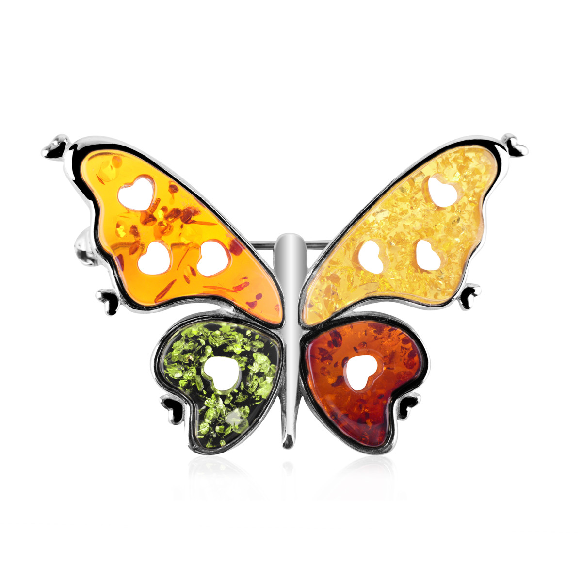 Broszka srebrna mix kolorów – Butterfly 03