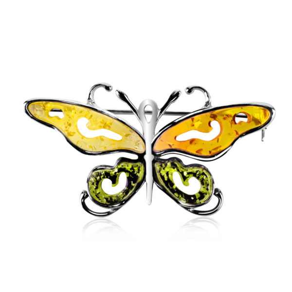 Broszka srebrna mix kolorów – Butterfly 01