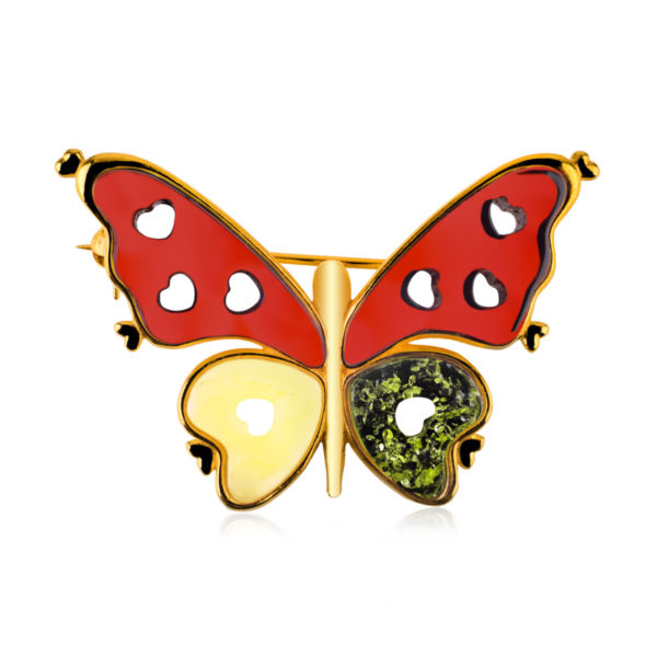 Broszka srebrna pozłacana mix kolorów – Butterfly 03