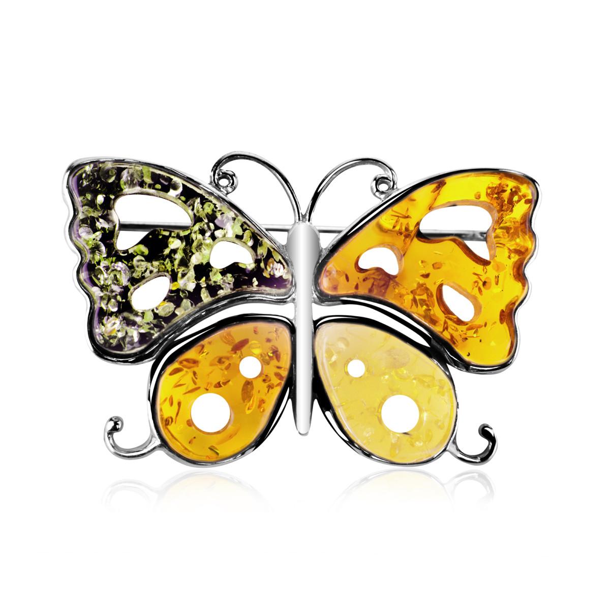 Broszka srebrna mix kolorów – Butterfly 02