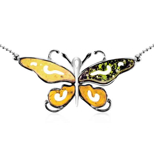 Kolia srebrna mix kolorów - Butterfly 01
